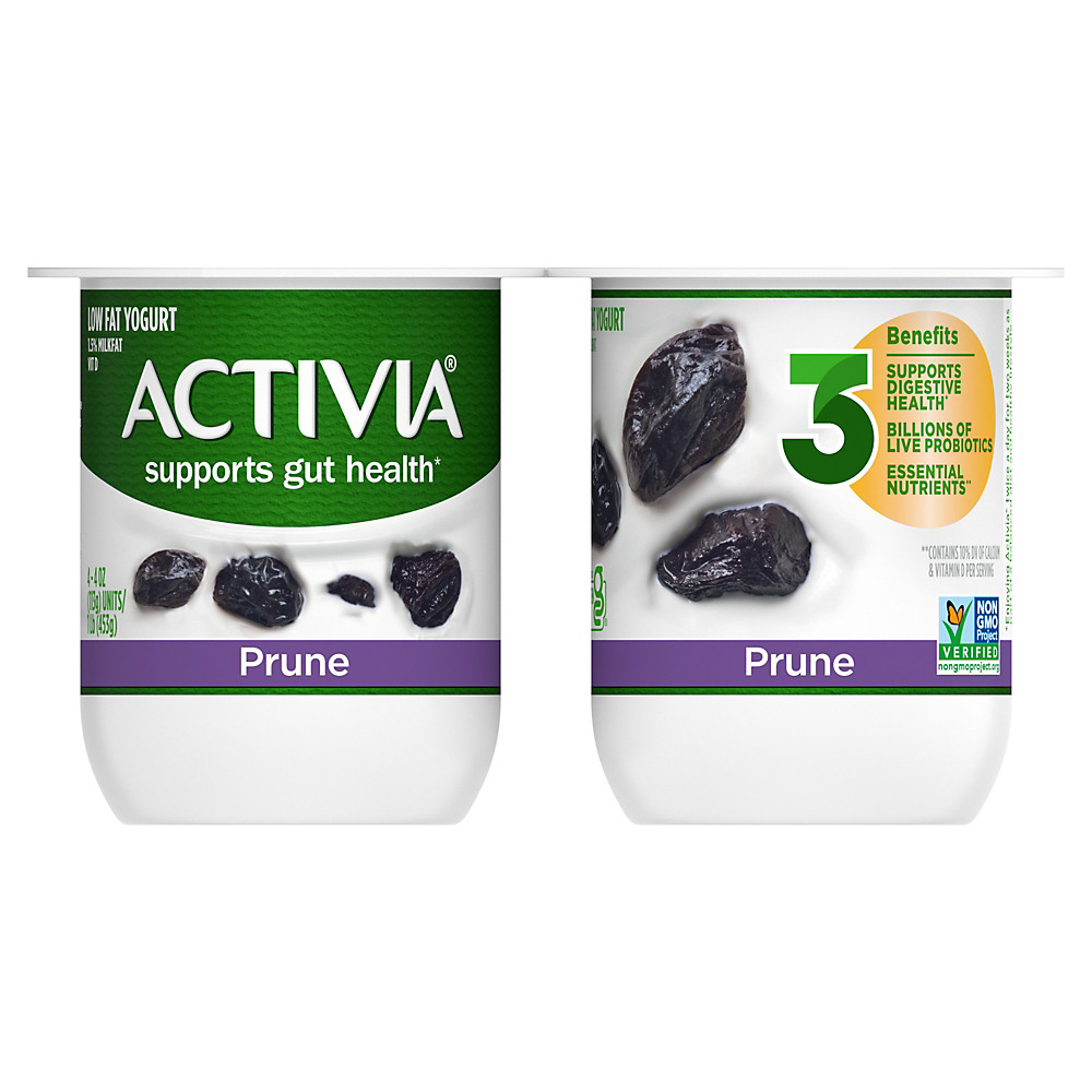 Calories in Activia Lowfat Probiotic Prune Yogurt, 4 oz Cups, 4 pk