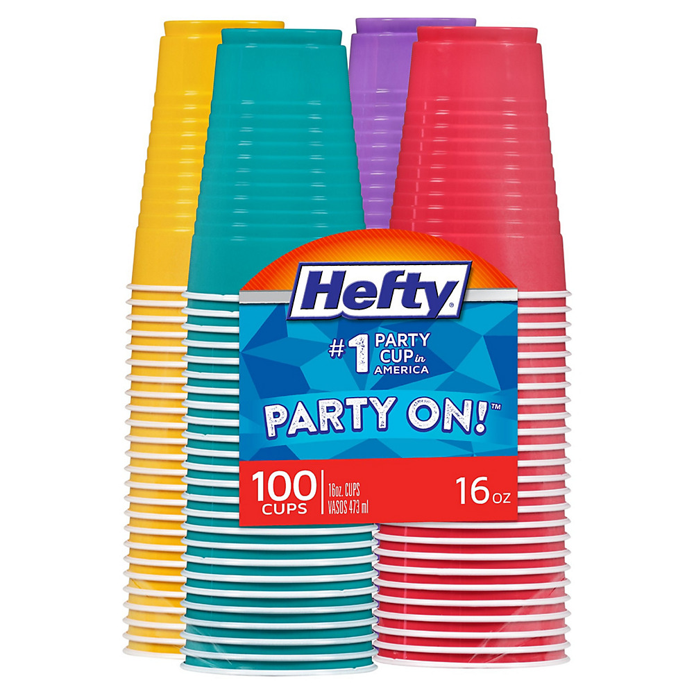 2 Pack Red Hefty Party On Disposable Plastic Cups , 18 Ounce 60 Count total 30 Count each 