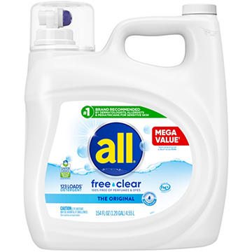 all Free Clear HE Liquid Laundry Detergent, 123 Loads - Original, 154 oz