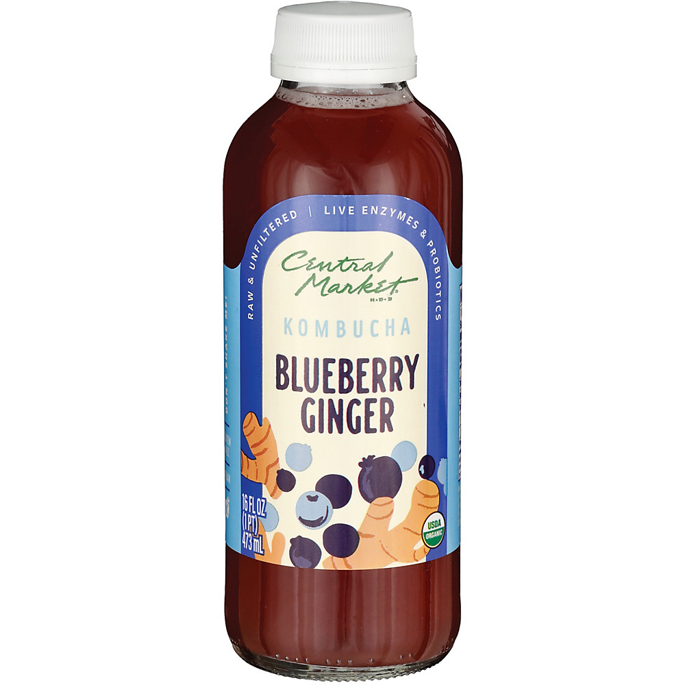 Calories in Central Market Blueberry Ginger Kombucha, 16 oz