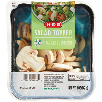 H-E-B Salad Topper - Thinly Sliced Mushrooms, 5 oz