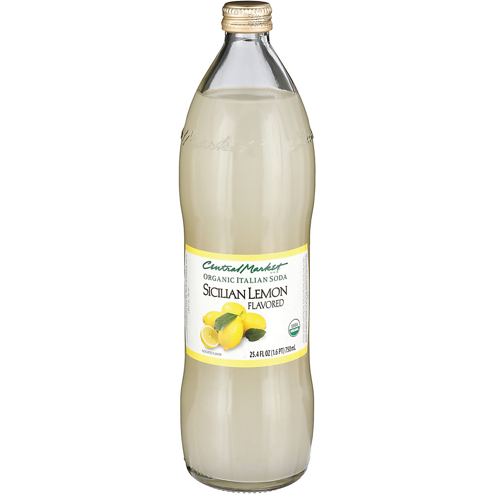 Calories in Central Market Sicilian Lemon Organic Italian Soda, 750 mL