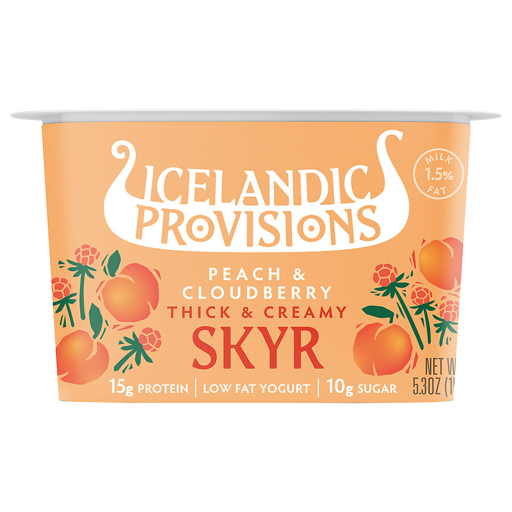Calories in Icelandic Provisions Peach & Cloudberry Skyr, 5.3 oz