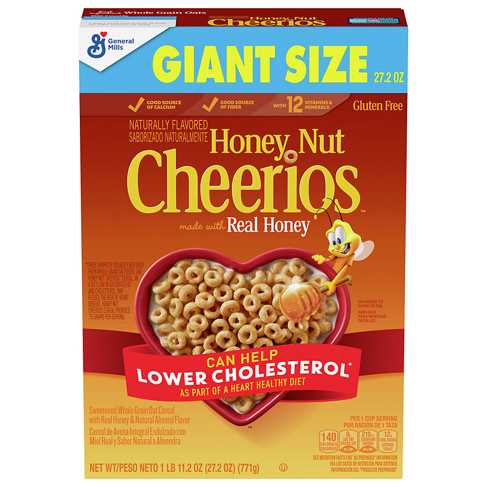 Calories in General Mills Honey Nut Cheerios Cereal Giant Size, 27.2 oz