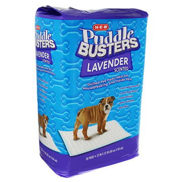 H-E-B Puddle Busters Quilted Pee Pads - Lavender Scented, 50 ct
