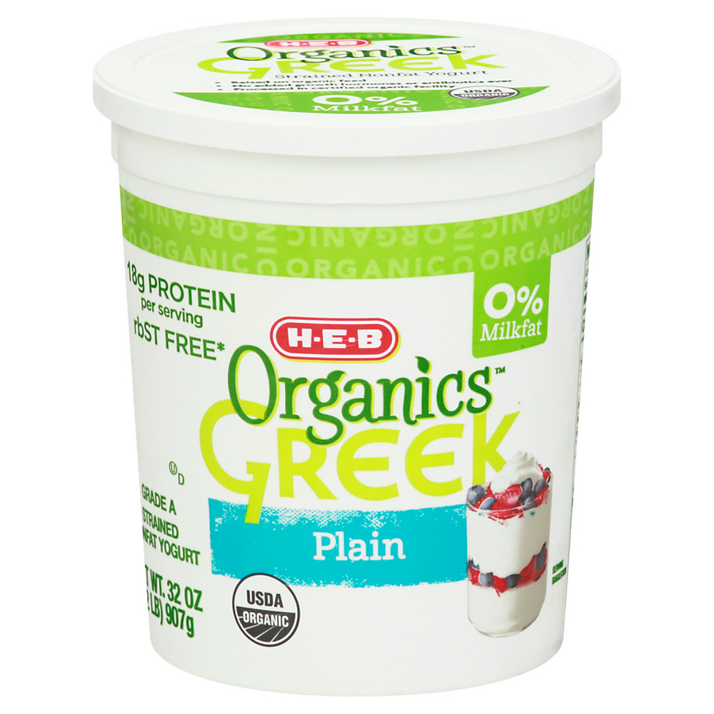 Calories in H-E-B Organics Plain Greek Yogurt, 32 oz