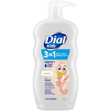 Dial Kids 3-in-1 Body, Hair & Bubble Bath - Peach, 24 oz