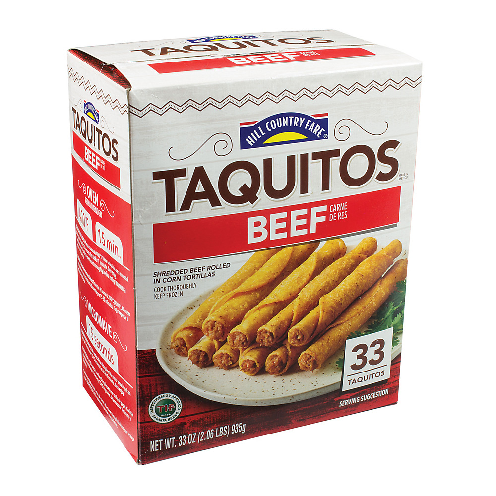 Calories in Hill Country Fare Beef Taquitos, 33 ct