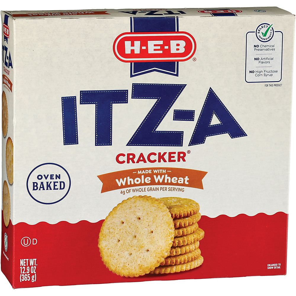 Calories in H-E-B Select Ingredients Whole Wheat ITZ-A Cracker, 12.9 oz