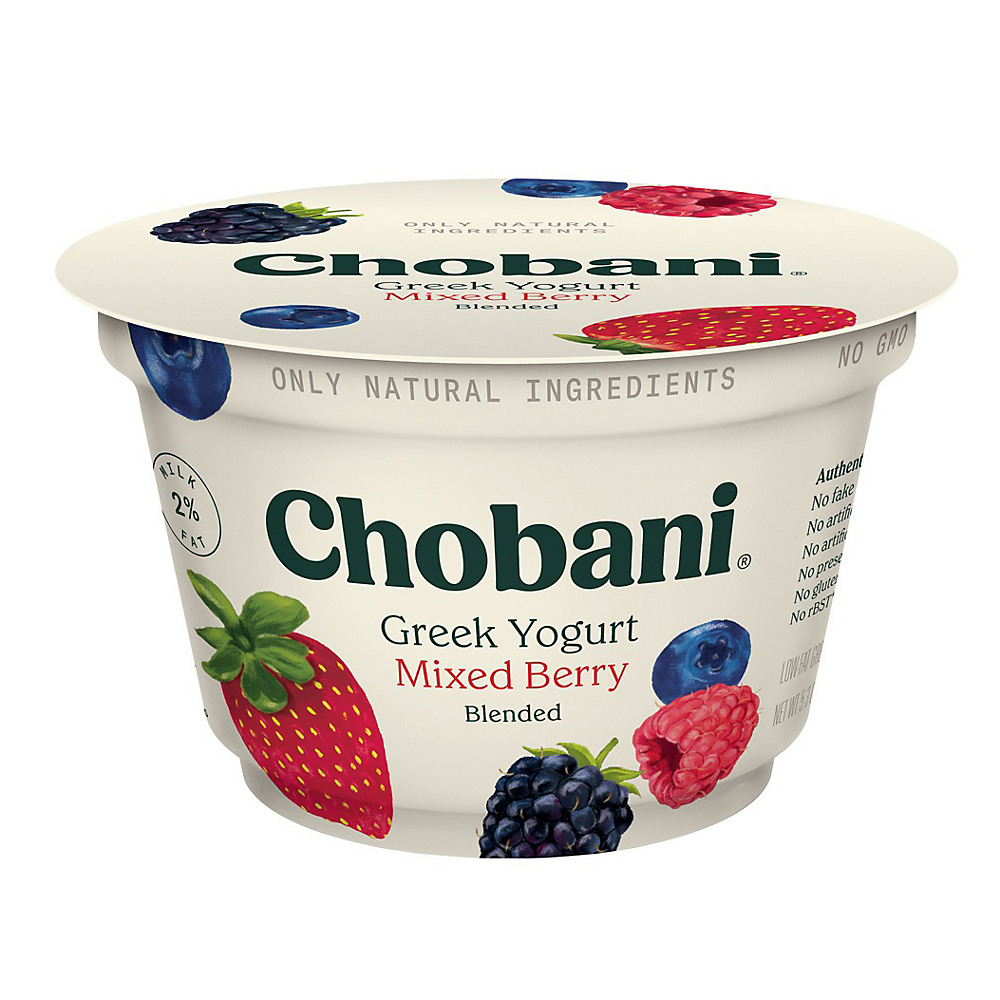 Calories in Chobani Low-Fat Mixed Berry Blended Greek Yogurt, 5.3 oz