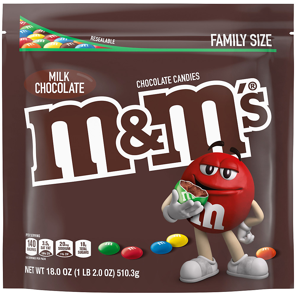 Calories in M&M's Milk Chocolate Candy, Family Size Bag, 19.2 oz