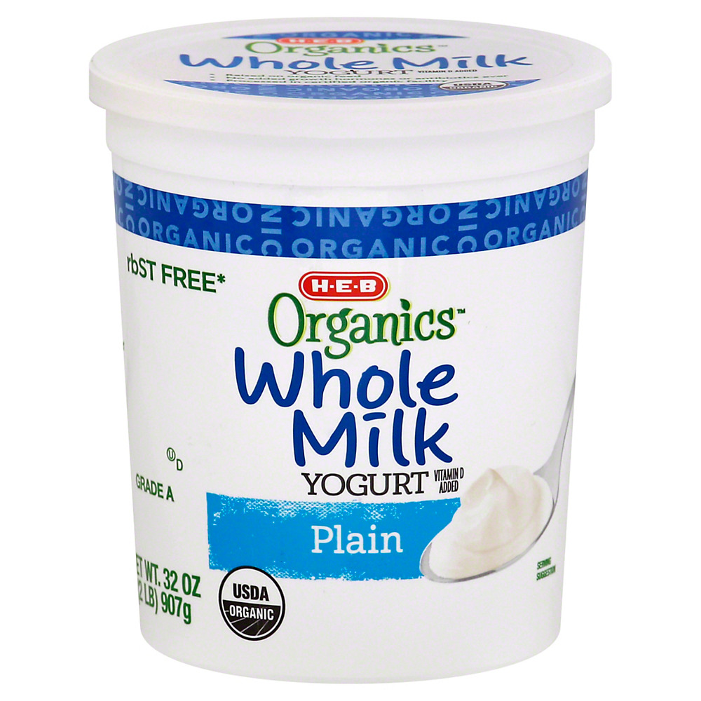 Calories in H-E-B Organics Whole Milk Plain Yogurt, 32 oz