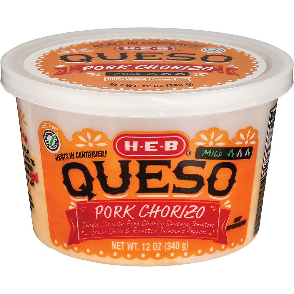 Calories in H-E-B Queso with Pork Chorizo, Mild, 12 oz