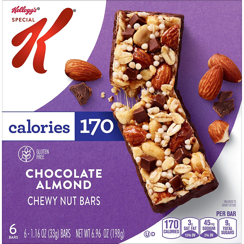 Calories in Kellogg's Special K Chewy Nut Bars Chocolate Almond, 6 ct, 6.96 oz