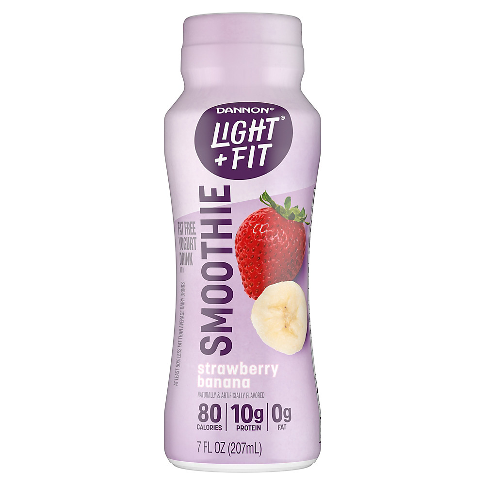 Calories in Light + Fit Nonfat Strawberry Banana Protein Smoothie Yogurt Drink, 7 oz