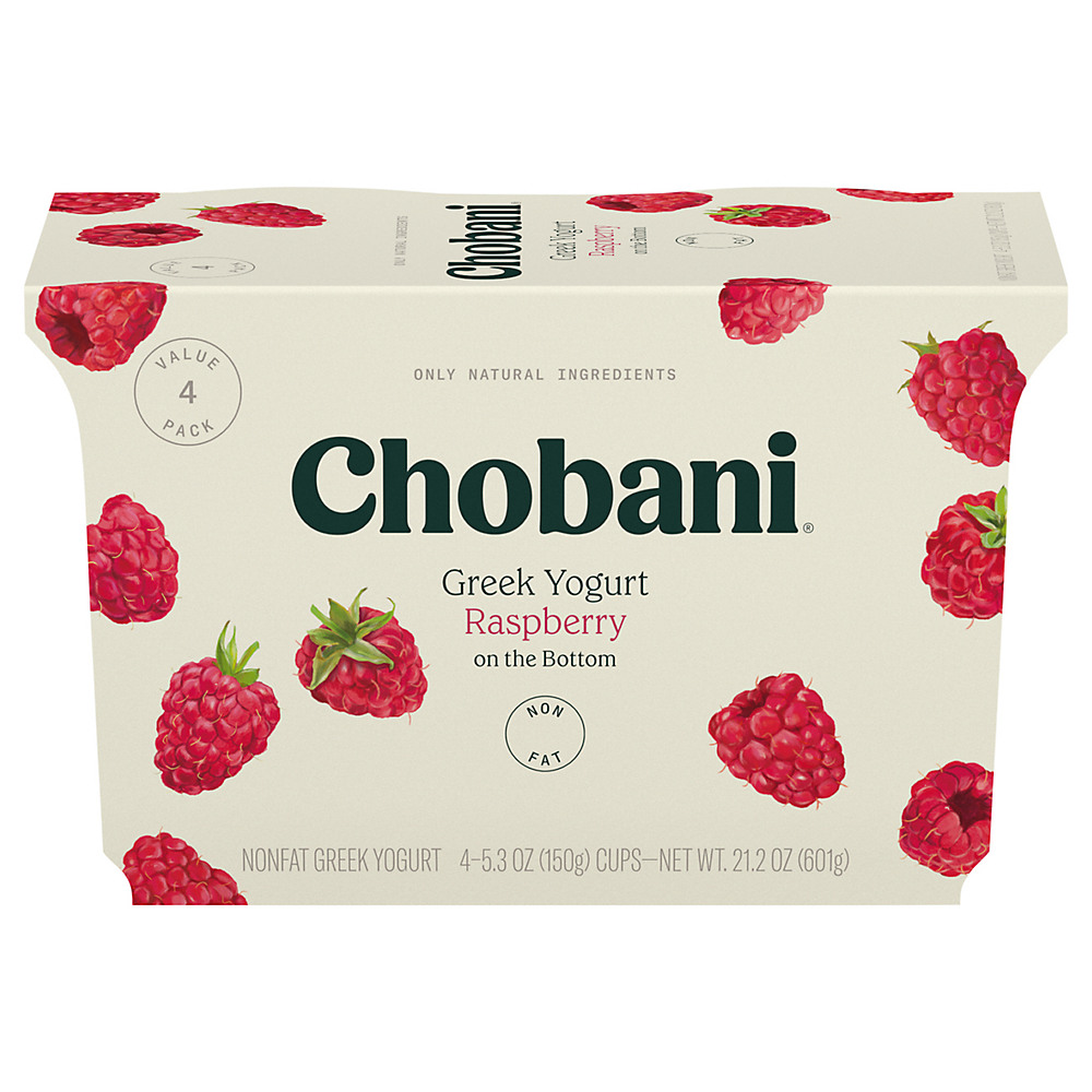 Calories in Chobani Non-Fat Raspberry on the Bottom Greek Yogurt, 4 ct
