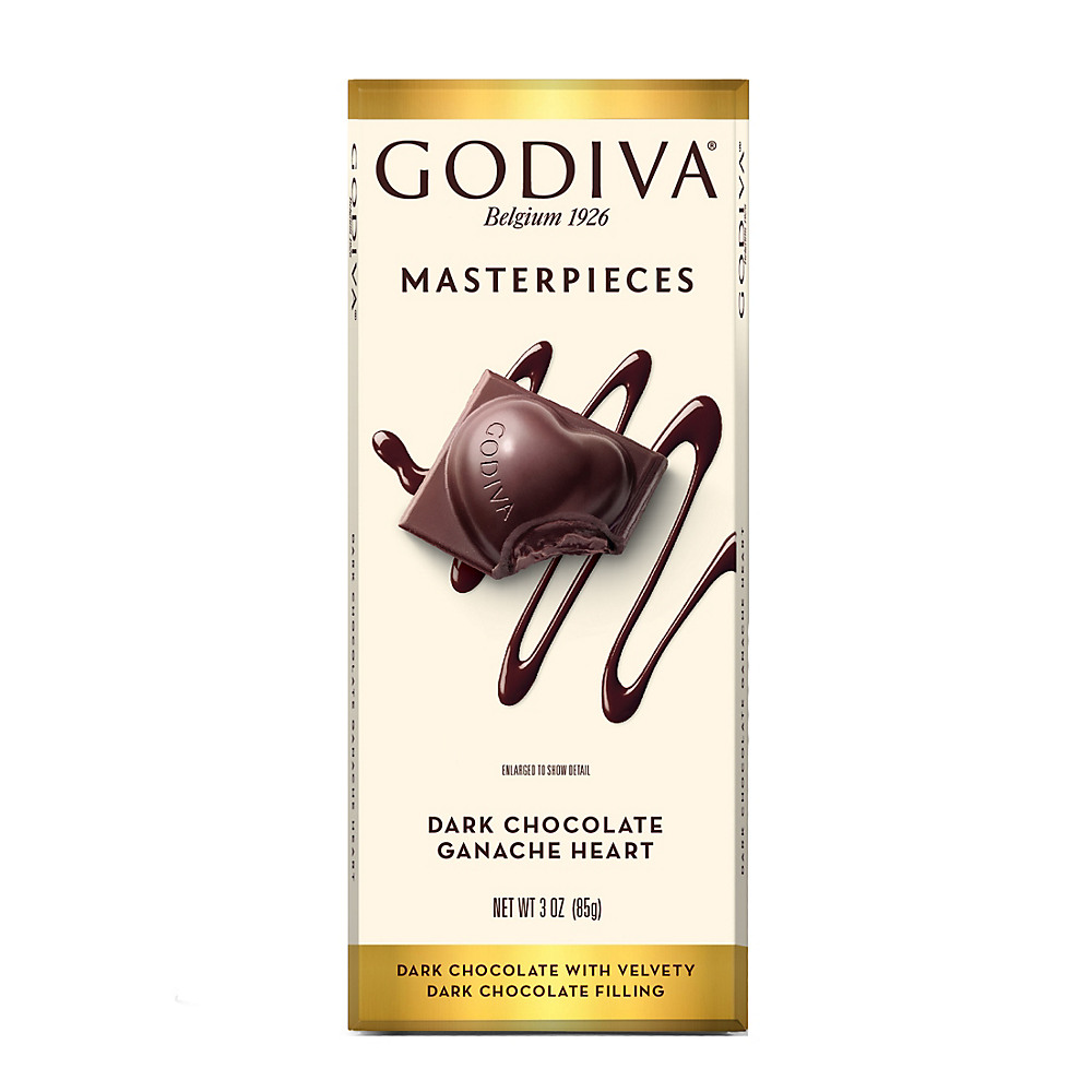 Calories in Godiva Chocolatier Dark Chocolate Ganache Heart Masterpieces Bar, 3 oz