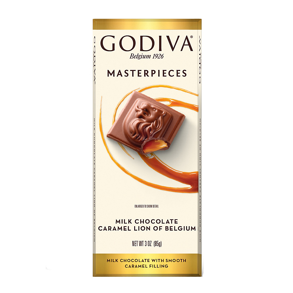 Calories in Godiva Chocolatier Milk Chocolate Caramel Lion Masterpieces Bar, 3 oz