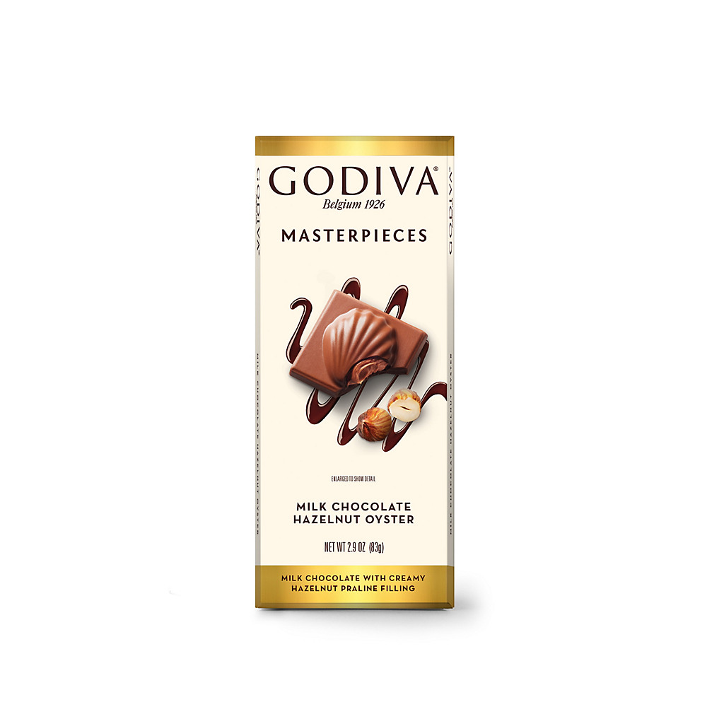 Calories in Godiva Chocolatier Masterpieces Milk Chocolate Hazelnut Oyster Bar, 2.9 oz