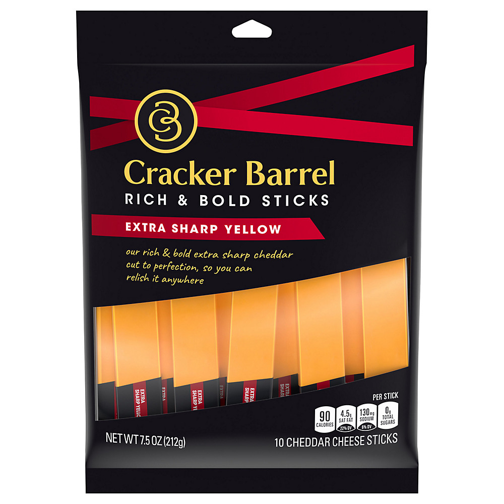 Calories in Cracker Barrel Extra Sharp Cheddar Cheese Sticks, 10 ct