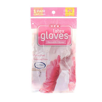 H-E-B Reusable Latex Gloves, Medium