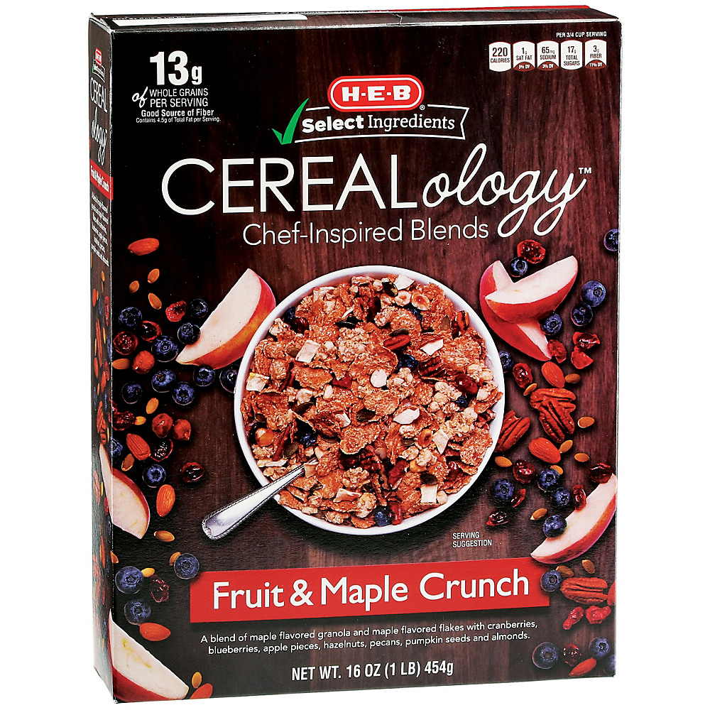 Calories in H-E-B Select Ingredients Cerealology Fruit & Maple Crunch, 16 oz