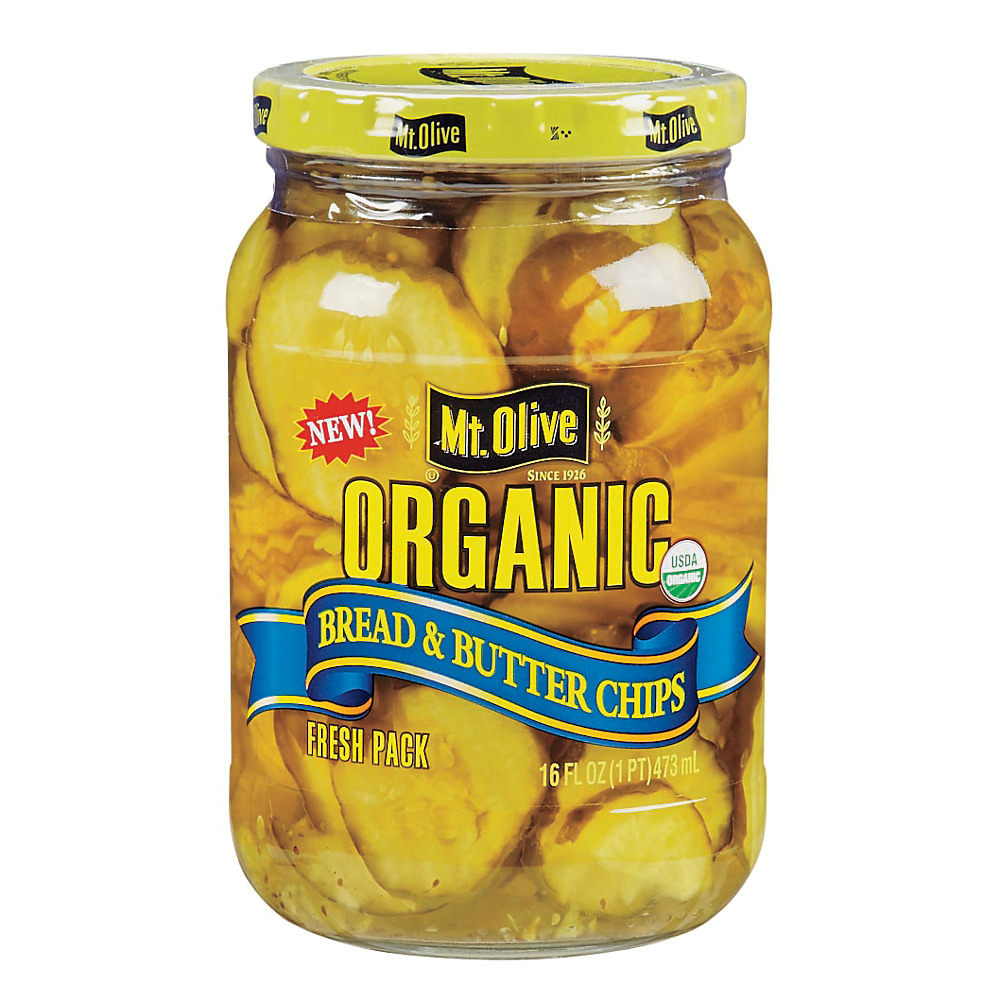 Calories in Mt. Olive Organic Bread & Butter Pickle Chips, 16 oz