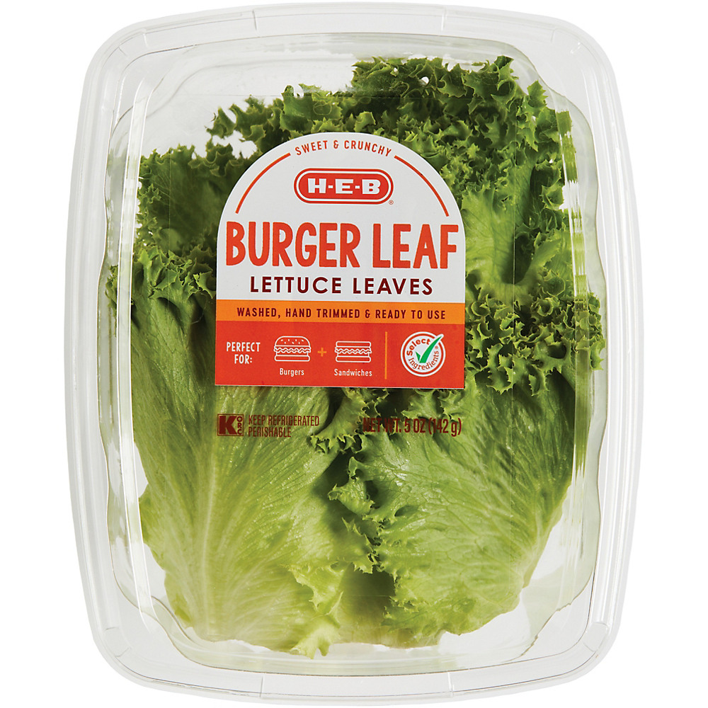 Calories in H-E-B Select Ingredients Better Burger Leaf Lettuce, 5 oz