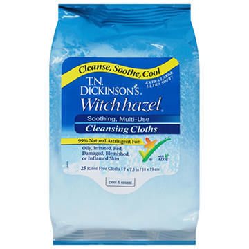 T.N. Dickinson's Witch Hazel Witch Hazel Multi-use Cleansing Cloths, 25 ct