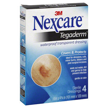 Nexcare Tegaderm Waterproof Transparent Dressing, 4 ct