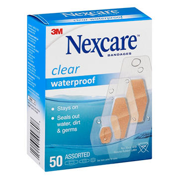 Nexcare Waterproof Clear Bandages - Assorted Sizes, 50 ct