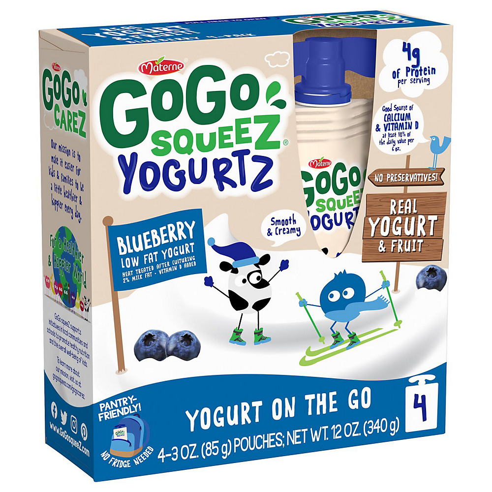 Calories in GoGo squeeZ yogurtZ Pouches, Blueberry, 4 ct