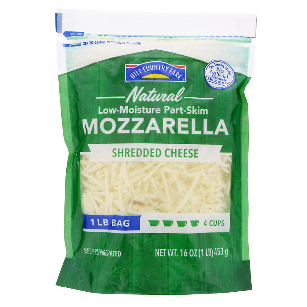 Calories in Hill Country Fare Mozzarella Cheese, Shredded, 16 oz