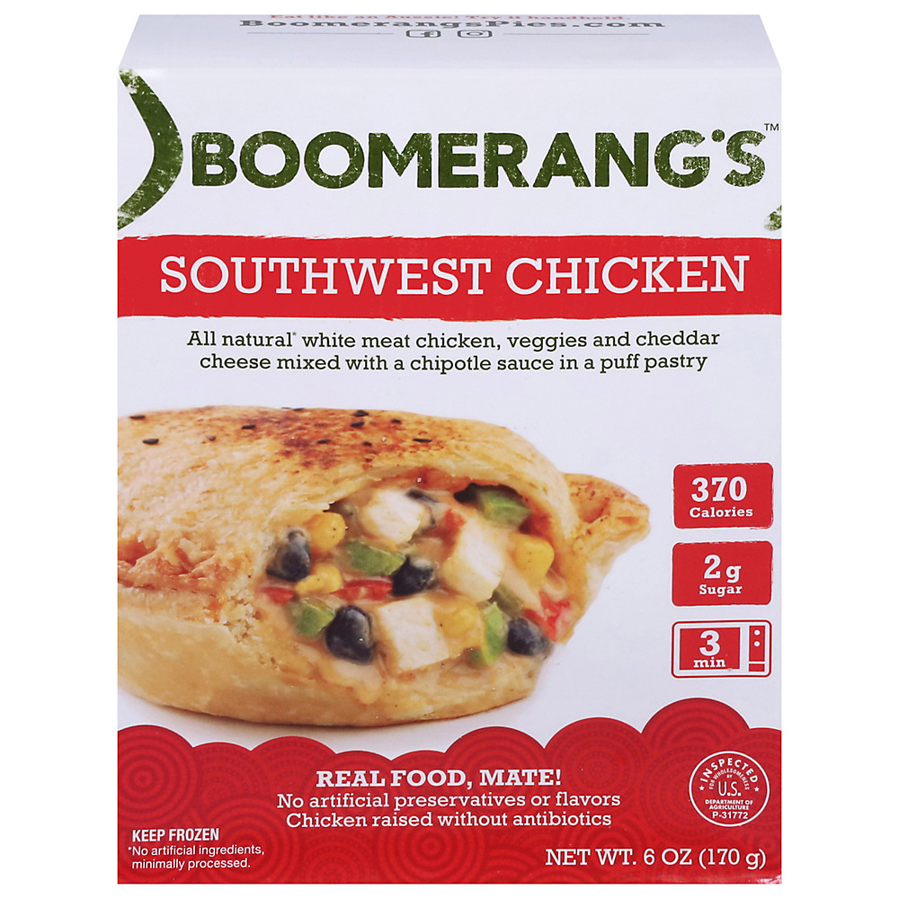 Calories in Boomerang's Southwest Chicken Pie, 6 oz