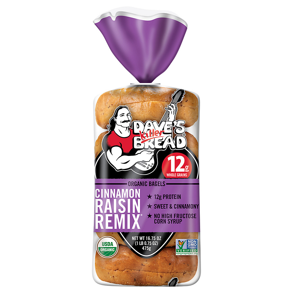 Calories in Dave's Killer Bread Organic Cinnamon Raisin Remix Bagels, 5 ct