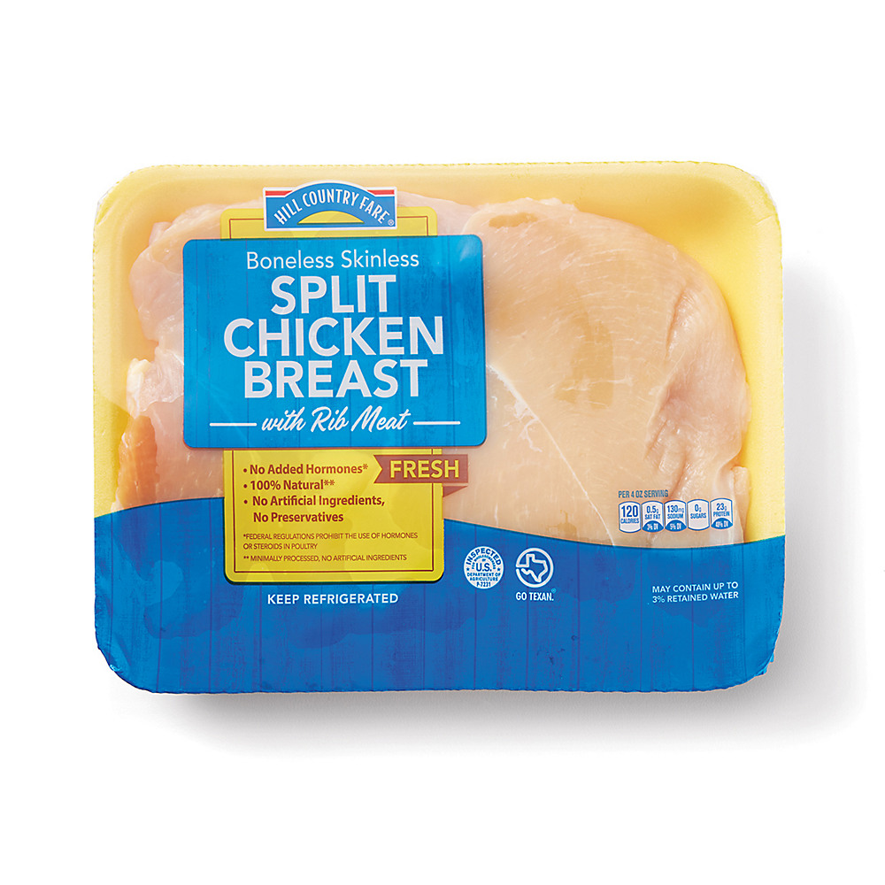 Calories in Hill Country Fare Boneless Split Chicken Breasts, Avg. 1.71 lbs