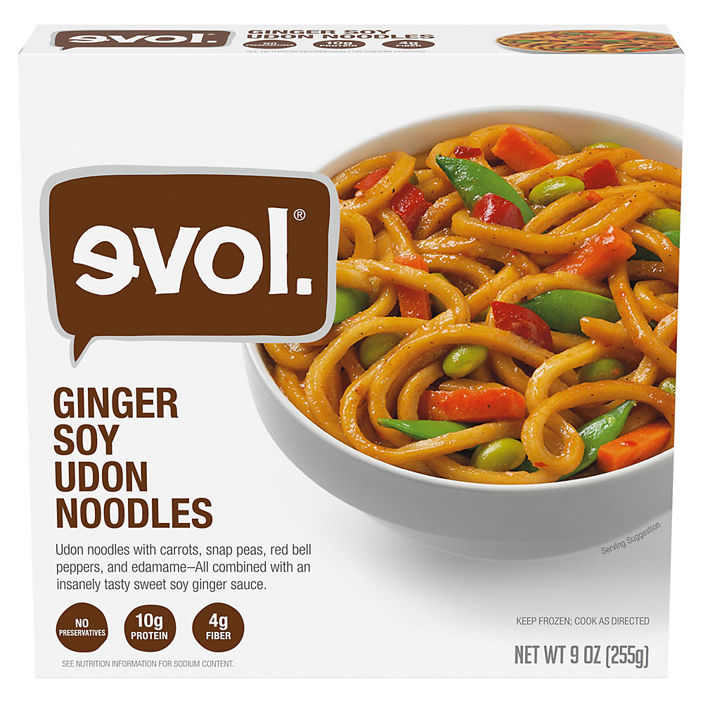 Calories in Evol Ginger Soy Udon Noodles, 9 oz
