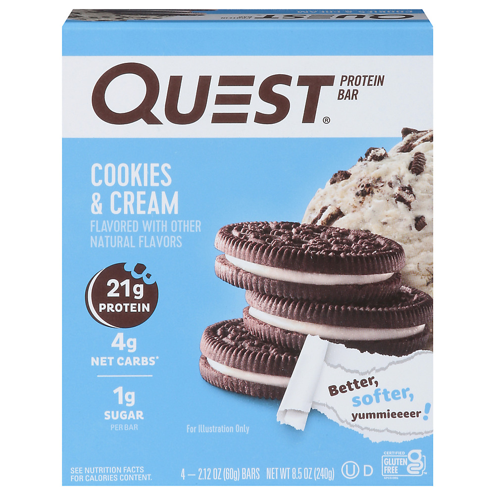 Calories in Quest Cookies & Cream Protein Bars, 4 ct