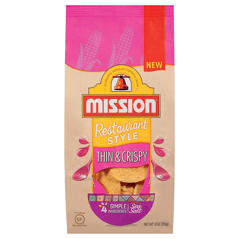 Calories in Mission Thin & Crispy Restaurant Style Tortilla Chips, 9 oz