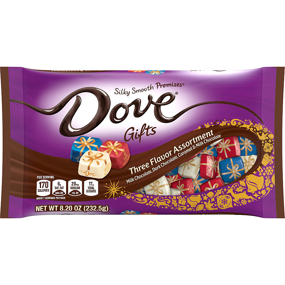Calories in Dove Promises Christmas Assorted Chocolate Candy Gift Bag, 8.2 oz