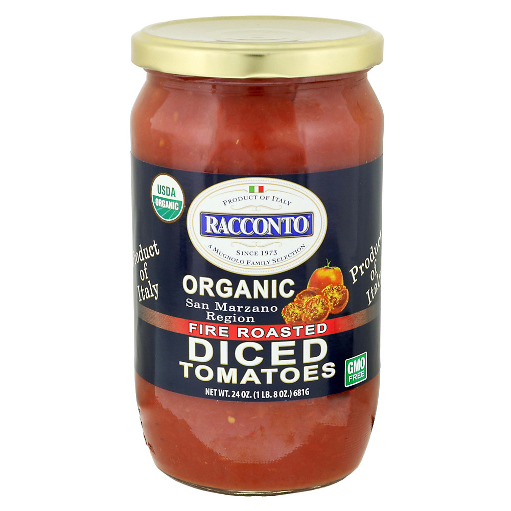 Calories in Racconto Organic Fire Roasted Diced Tomatoes, 24 oz