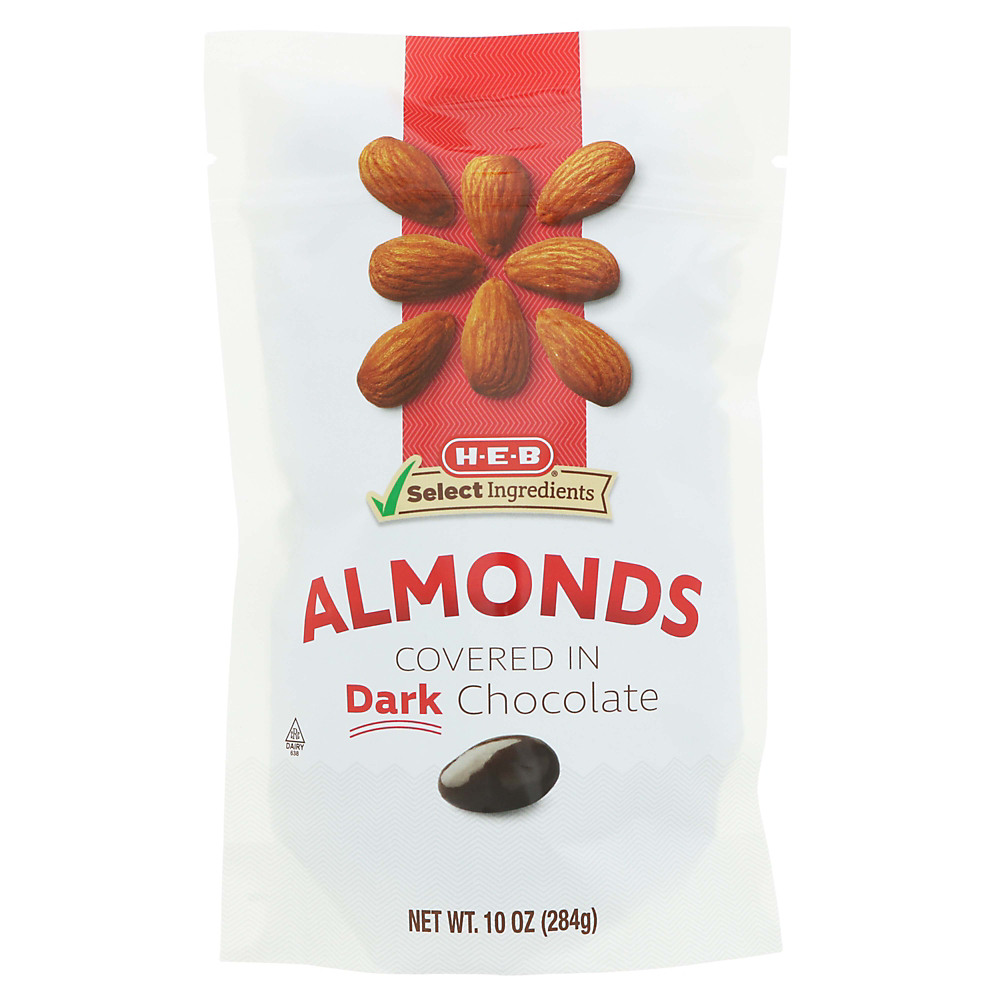 Calories in H-E-B Dark Chocolate Almonds, 10 oz