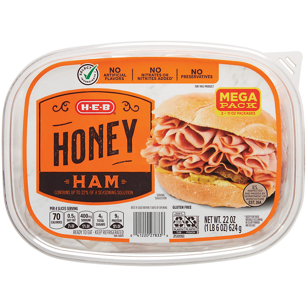 Calories in H-E-B Select Ingredients Honey Ham Club Pack, 22 oz