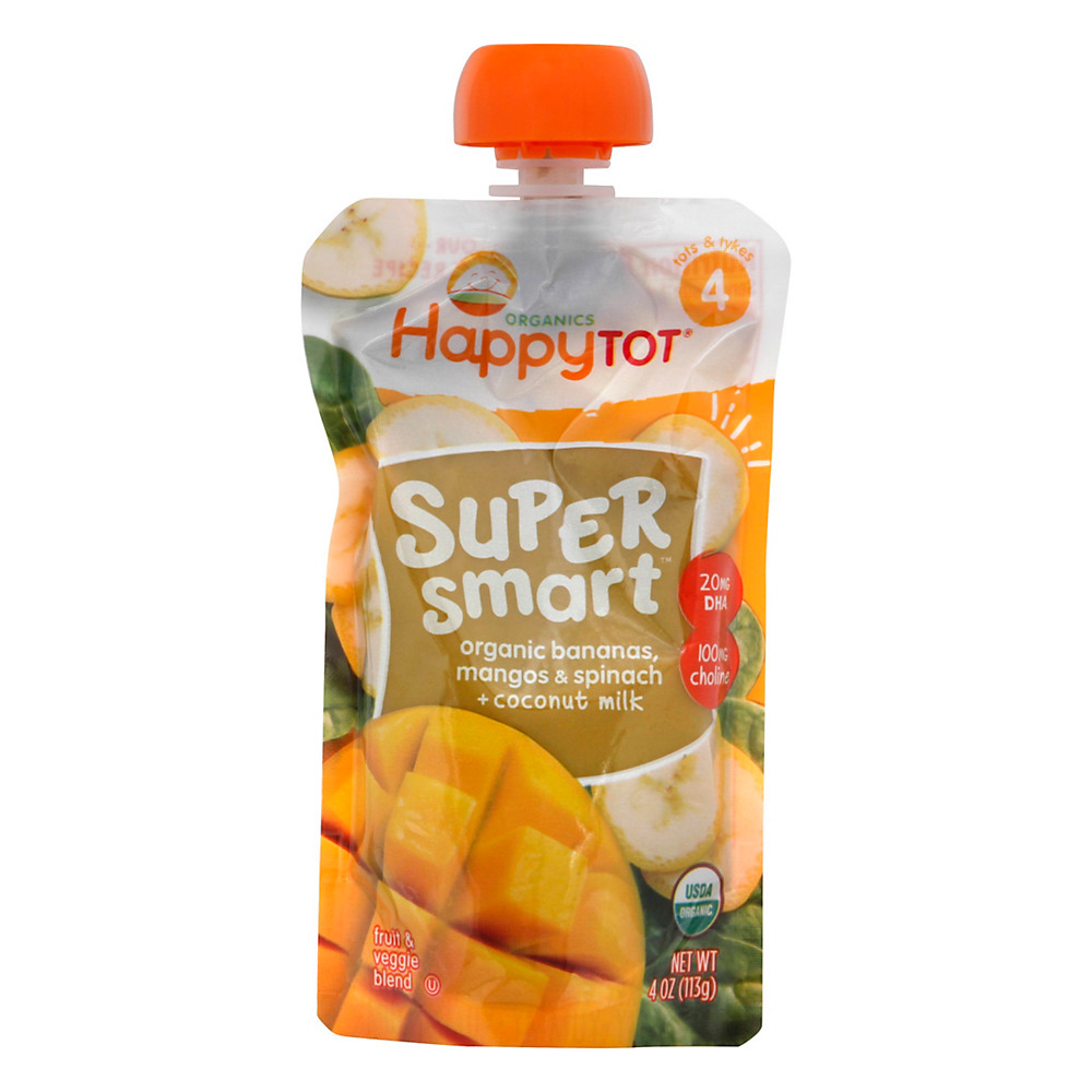 Calories in Happy Tot Organics Super Smart Bananas Mango Spinach Coconut Milk, 4 oz