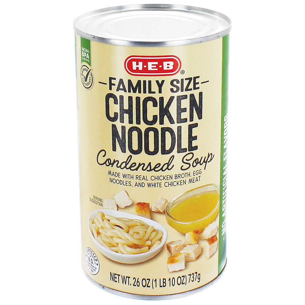 Calories in H-E-B Select Ingredients Family Size Chicken Noodle Condensed Soup, 26 oz