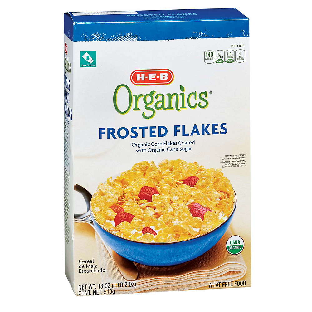 Calories in H-E-B Organics Frosted Flakes, 18 oz