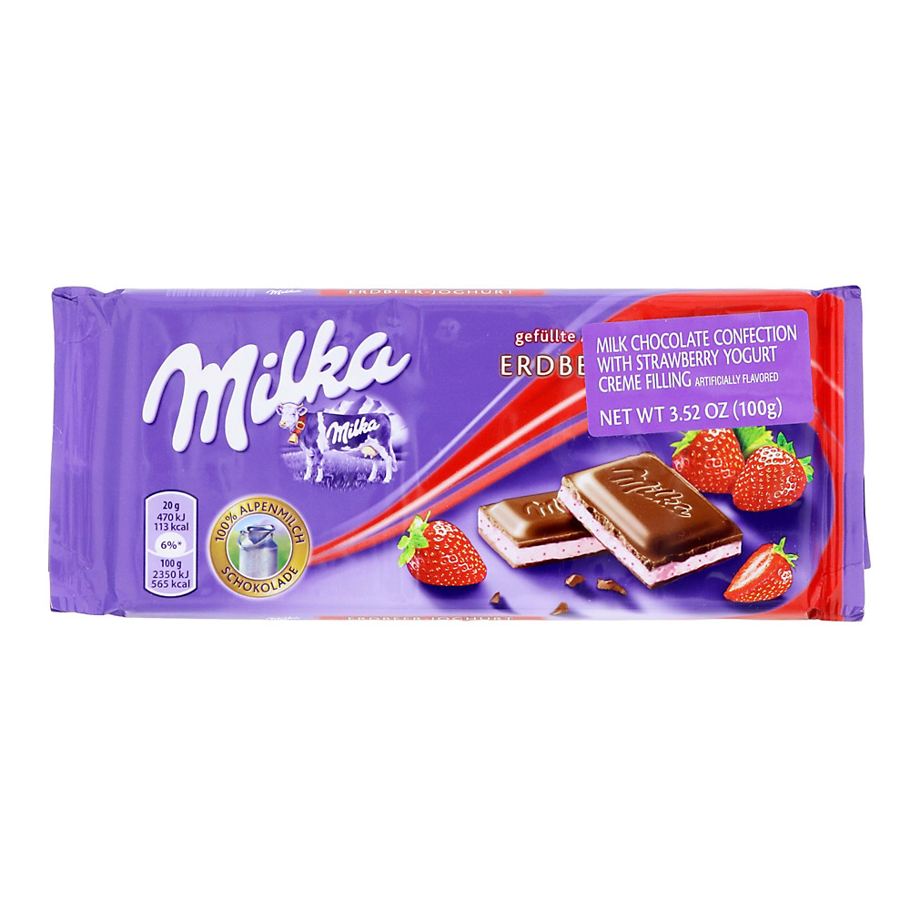 Calories in Milka Strawberry Yogurt Milk Chocolate Bar, 3.52 oz