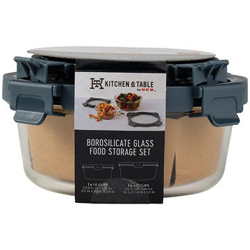 Kitchen & Table by H-E-B Borosilicate Glass Round Food Storage Set, 4 pc