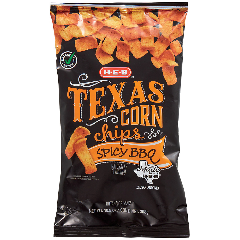 Calories in H-E-B Spicy BBQ Texas Corn Chips, 10.5 oz