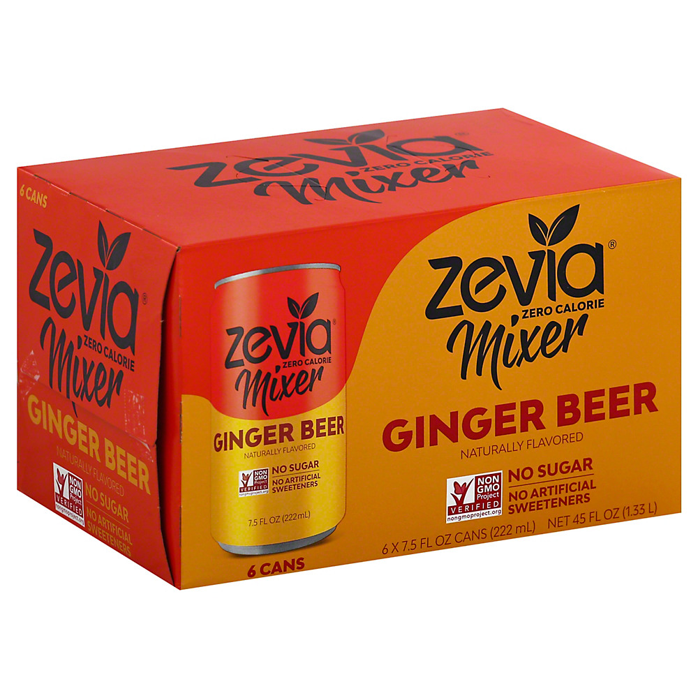Calories in Zevia Zero Calorie Mixer Ginger Beer 7.5 oz Cans, 6 pk